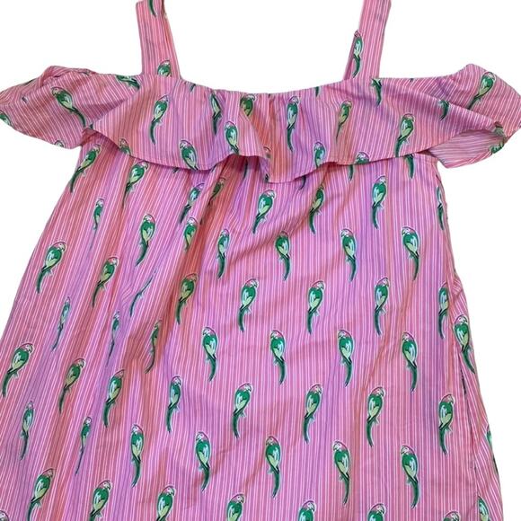 Crown & Ivy Medium Dress 100% Cotton Parrot Boho Resort Dress Preppy Button Back - Picture 13 of 16